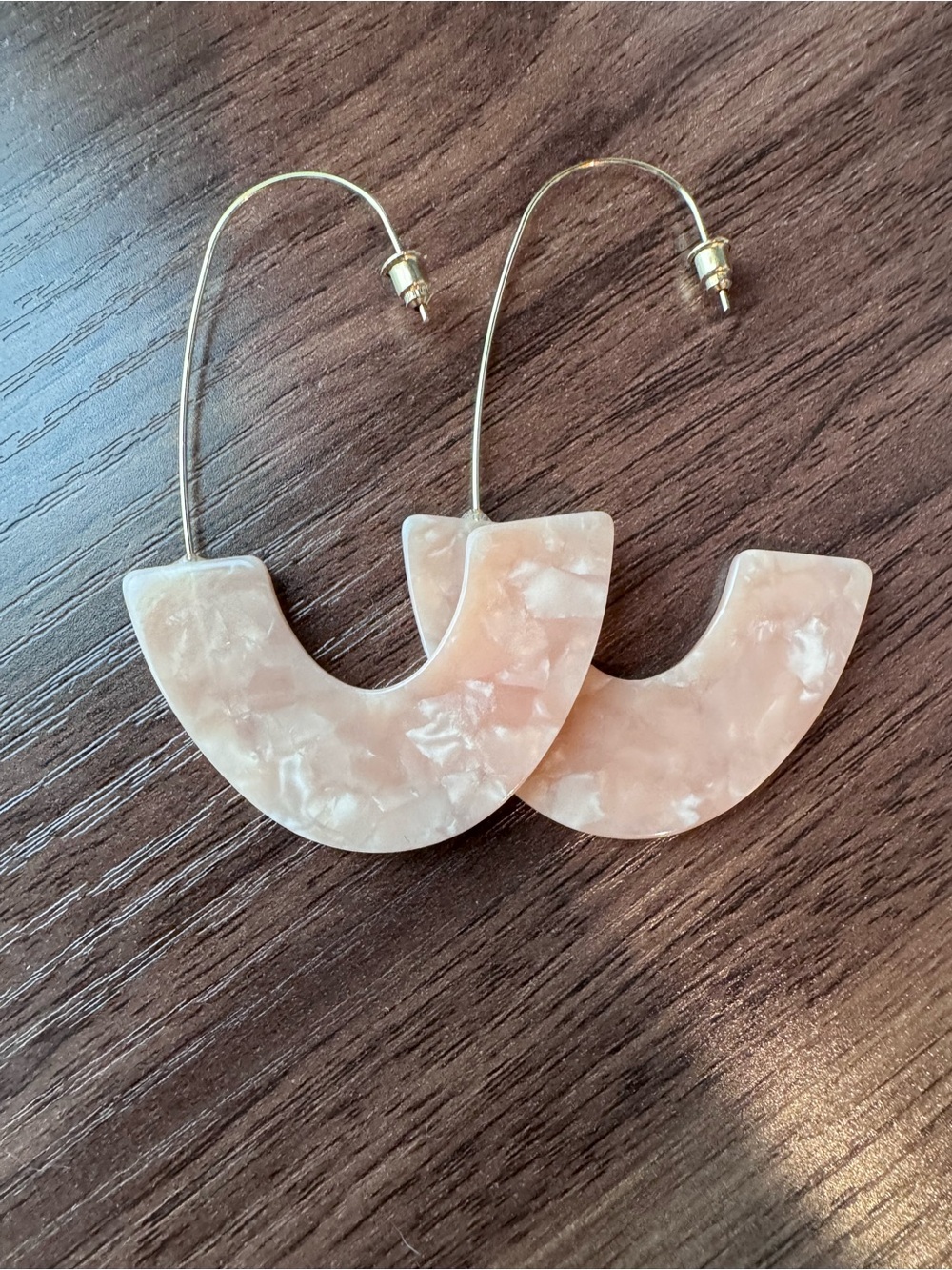 Peach Marbled Half Hoop Resin Earrings